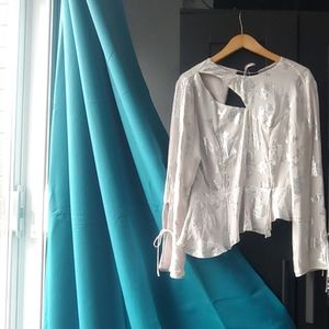 Bardot Metallic Print Silk Blouse